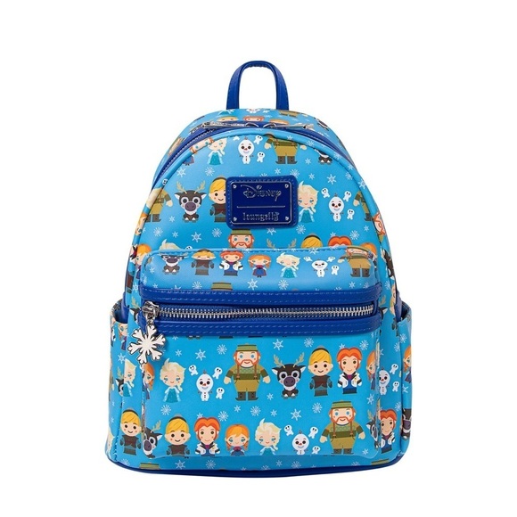 NWT LOUNGEFLY DISNEY Frozen Chibi Cartoon Character Print Mini Backpack - Picture 2 of 12
